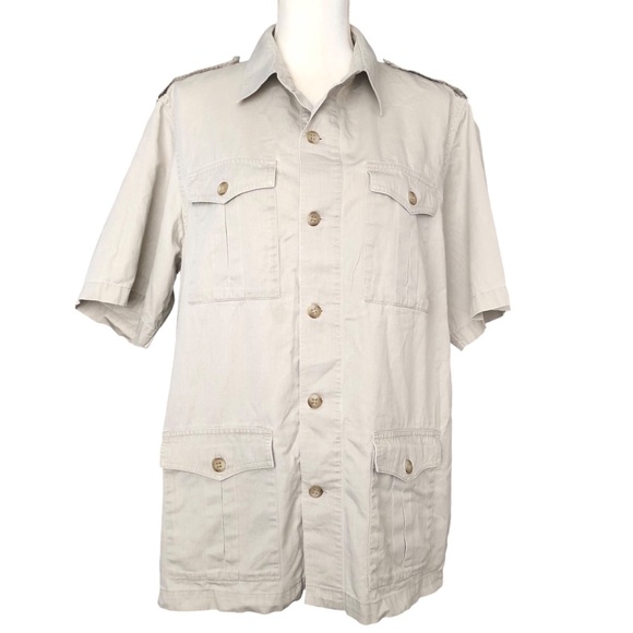 Vintage 80’s Banana Republic Safarai Short sleeve shirt Large Hong Kong - Picture 1 of 9